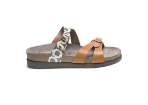 Mephisto Hannel Copacabana Camel Waxy Leather Slide Sandal | Women Women's Slide