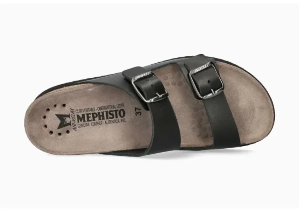 Mephisto Harmony Black Leather Slide Sandal | Women Women's Slide