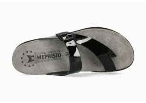 Mephisto Helen Black Patent Thong Sandal | Women Women's Toe Thong