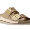 Mephisto Hester Light Sand Gold Buckle Textured Leather Slide Sandal | Women Women's Slide | Women's Sandal