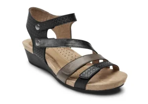 Cobb Hill Hollywood 4-Strap Black Sandal | Women Women's Sandal