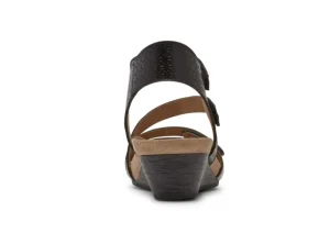 Cobb Hill Hollywood 4-Strap Black Sandal | Women Women's Sandal