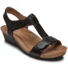 Cobb Hill Hollywood T-Strap Black Sandal | Women Women's Sandal