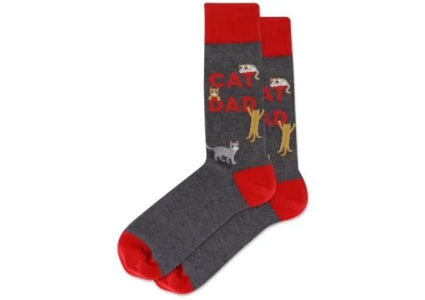 Hotsox Men's Cat Dad Charcoal Crew Socks | Socks