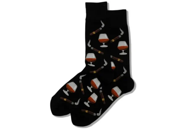 Hotsox Men's Cognac and Cigars Black Crew Socks | Socks