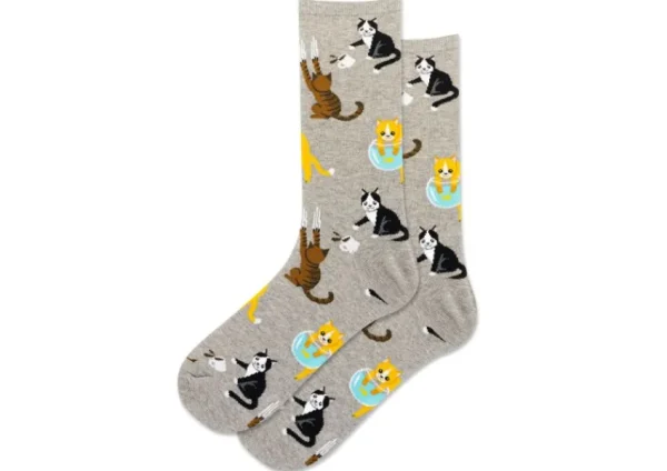 Hotsox Women's Bad Cat Grey Crew Socks | Socks