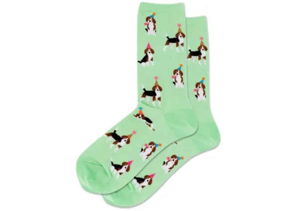 Hotsox Women's Party Beagle Mint Crew Socks | Socks