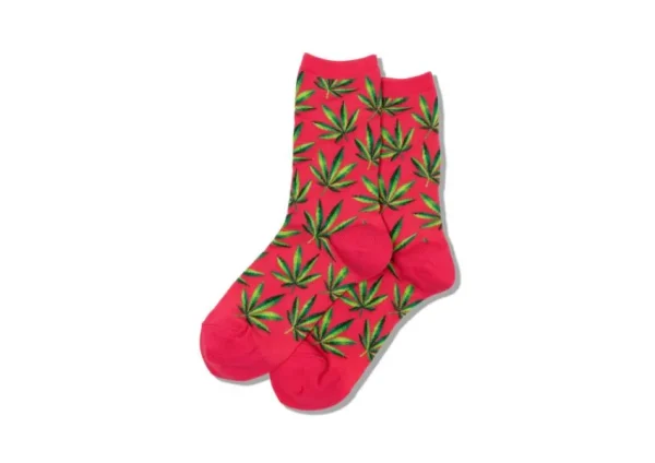 Hotsox Women's Pink Weed Crew Socks | Socks