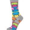 Hotsox Women's Pop Pigs Grey Crew Socks | Socks