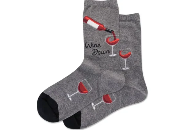 Hotsox Women's Wine Down Charcoal Crew Socks | Socks