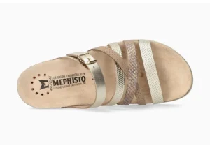 Mephisto Huleda Gold Leather Multi Strap Slide Sandal | Women Women's Slide | Women's Sandal