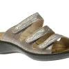 Romika Ibiza 66 Platinum Metallic Leather Slide Sandal | Women Women's Slide