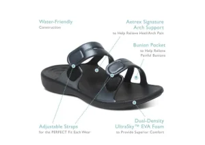 Aetrex Janey Sport Black | Women Women's Slide