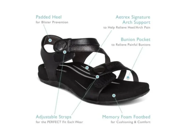 Aetrex Jess Black | Women Women's Sandal