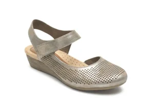 Rockport Judson Metallic Perforated Leather Wedge Sandal | Women Women's Sandal