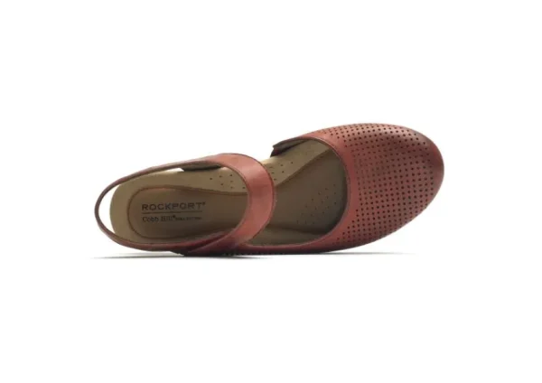 Rockport Judson Red Perforated Leather Wedge Sandal | Women Women's Sandal