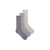 K. BELL Grey Diamond Texture Crew Socks (3 Pair Pack) | Socks