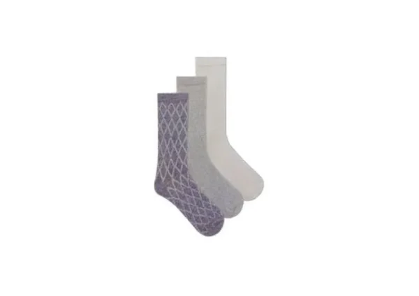 K. BELL Grey Diamond Texture Crew Socks (3 Pair Pack) | Socks