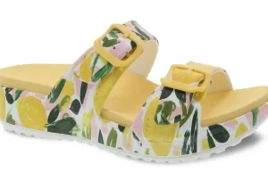 Dansko Kandi Lemons Yellow EVA Double Strap Slide Sandal | Women Women's Slipper | Women's Slide