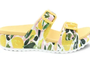 Dansko Kandi Lemons Yellow EVA Double Strap Slide Sandal | Women Women's Slipper | Women's Slide