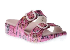 Dansko Kandi Pink Paisley Floral EVA Double Strap Slide Sandal | Women Women's Slipper | Women's Slide