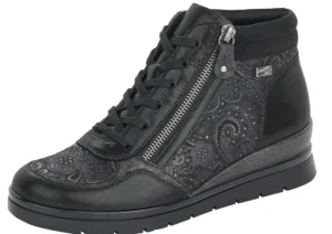 Remonte Korfu Black Paisley Wedge Ankle Boot | Women Women's Boot