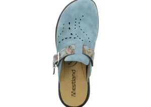 Romika Korsika 345 Light Blue Nubuck Leather Clog | Women Women's Slipper | Women's Clog