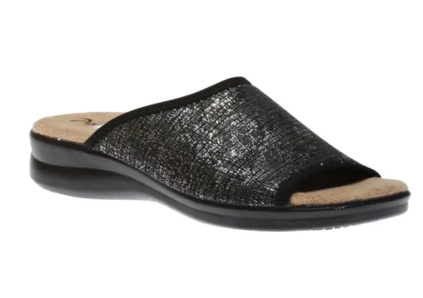 Polyflex Ladies Black Silver Slide Sandal | Women Women's Slipper | Women's Slide