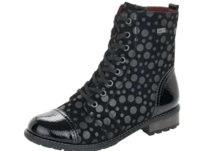 Remonte Largo Black Grey Polka Dot Lace-Up Ankle Boot | Women Women's Dress Boot