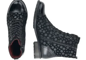 Remonte Largo Black Grey Polka Dot Lace-Up Ankle Boot | Women Women's Dress Boot