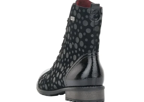 Remonte Largo Black Grey Polka Dot Lace-Up Ankle Boot | Women Women's Dress Boot