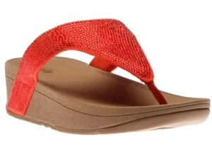 Fit Flop Lottie Shimmer Crystal Passion Red Thong Sandal | Women Women's Toe Thong