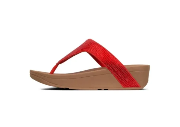 Fit Flop Lottie Shimmer Crystal Passion Red Thong Sandal | Women Women's Toe Thong