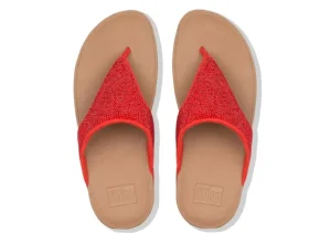 Fit Flop Lottie Shimmer Crystal Passion Red Thong Sandal | Women Women's Toe Thong