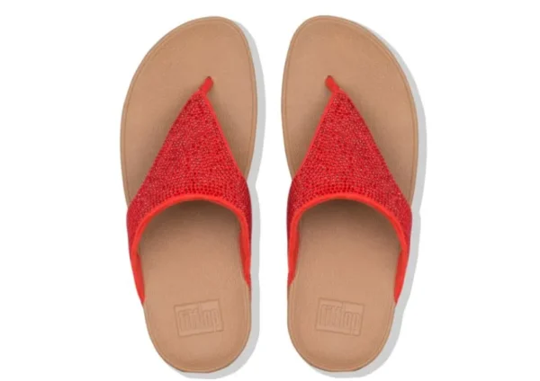 Fit Flop Lottie Shimmer Crystal Passion Red Thong Sandal | Women Women's Toe Thong