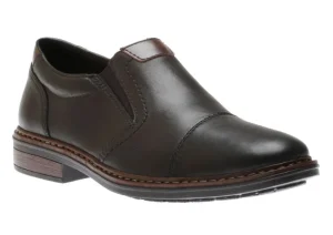 Rieker Lugano Black Leather Cap Toe Slip-On Dress Shoe | Men's Dress