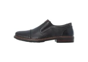 Rieker Lugano Black Leather Cap Toe Slip-On Dress Shoe | Men's Dress