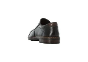 Rieker Lugano Black Leather Cap Toe Slip-On Dress Shoe | Men's Dress