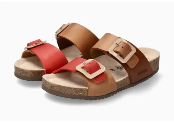 Mephisto Madison Tan Orange Leather Slide Sandal | Women Women's Slide | Women's Sandal