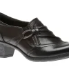 Earth Marietta Mavis Black Leather Slip-On Heel Shoe | Women Women's Dress Casual | Women's Casual