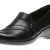 Clarks May Marigold Black Leather Slip-On Dress Loafer | Women Women's Dress Casual