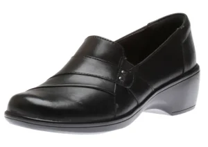 Clarks May Marigold Black Leather Slip-On Dress Loafer | Women Women's Dress Casual