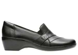 Clarks May Marigold Black Leather Slip-On Dress Loafer | Women Women's Dress Casual