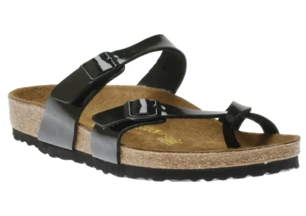 Birkenstock Mayari Birko-Flor Black Patent Sandal | Women Women's Toe Thong