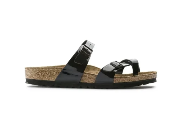 Birkenstock Mayari Birko-Flor Black Patent Sandal | Women Women's Toe Thong