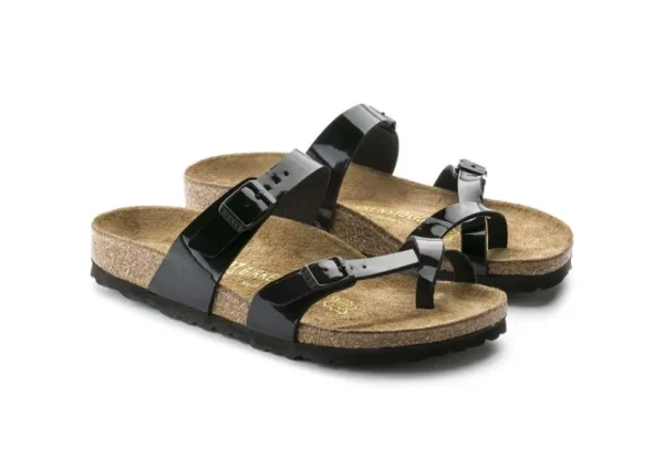 Birkenstock Mayari Birko-Flor Black Patent Sandal | Women Women's Toe Thong