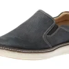 Johnston & M McGuffey Perforated Navy Leather Slip-On Sneaker | Men's Walking | Men's Dress Casual