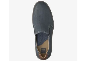 Johnston & M McGuffey Perforated Navy Leather Slip-On Sneaker | Men's Walking | Men's Dress Casual