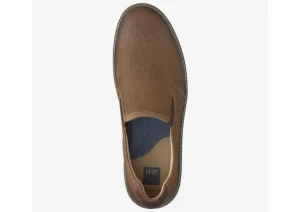 Johnston & M McGuffey Perforated Tan Brown Leather Slip-On Sneaker | Men's Walking | Men's Dress Casual