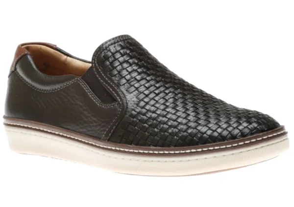 Johnston & Murphy McGuffey Woven Black Leather Slip-On Sneaker | Men's Dress Casual